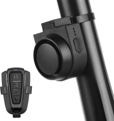 Produktbild von Kabellose Fahrradhupe 115dB laute Fahrrad-Diebstahlhupe IPX5 Fahrrad-Alarmglocke mit 5 Tonmodi 3 Vibrationsempfindlichkeitseinstellung 3 Lautstaerkeregelung