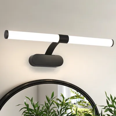 Image de ZMH Lampe à miroir Led 8W Lampe murale Blanc neutre Noir 60cm Couleur de lumière 4000K Cintrer Lampe murale IP44 Éclairage armoire de toilette