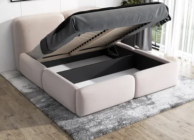Produktbild von Polsterbett OLKE -OM 90 x 200 mit Bettkasten. Farbe: Grau