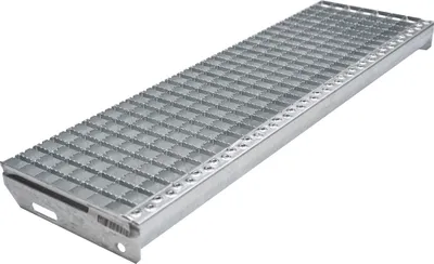Produktbild von Gitterrost-Stufen 30 x 30 mm, feuerverzinkt, rutschhemmend - Breite: 900 mm, Tiefe: 270 mm