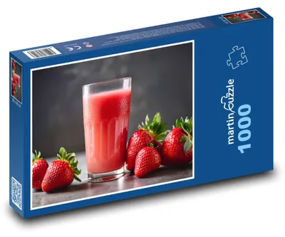 Produktbild von Puzzle 1000 Erdbeergetränk und frische Früchte - martinpuzzle