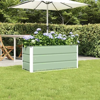 Produktbild von "Schlussverkauf" Pflanzkübel im Garten - 1 pc - Blumenbeet/Gartenbeet - Grün 100x40x45 cm Stahl  C13565