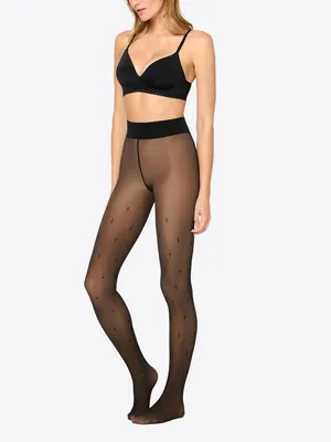 Produktbild von NUR DIE Damen Strumpfhose Warm & Transparent mit wärmendem Innenfleece 80 DEN Print - diamonds - Größe 44-48