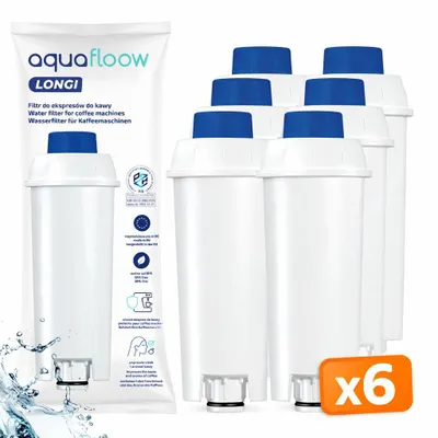 Obrázek produktu pro Vodní filtr AquaFloow – náhrada za DeLonghi DLSC002, SER3017 a 5513292811 – 6 filtrů pro plně automatické kávovary ECAM, ESAM, ETAM