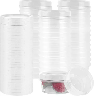 Produktbild von 40 Dosen Plastiksoße 300 ml mit Deckel, wiederverwendbar, Mikroonden/Kongélation, zum Eingießen von Joghurt/Saucen