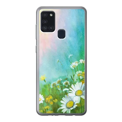 Produktbild von MuchoWow® Handyhülle Schutzhülle Hülle für Samsung Galaxy A21s Gänseblümchen - Sonne - Sommer Silikon Softcase Handy Hülle - Hartschale