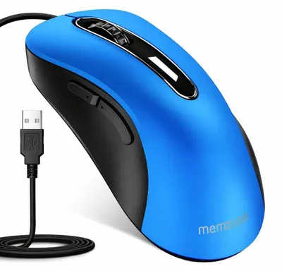 Obrázek produktu pro Optická USB myš s kabelem, 5 tlačítek, rozlišení 1400 DPI, délka kabelu 150 cm, plug-and-play, modrá barva
