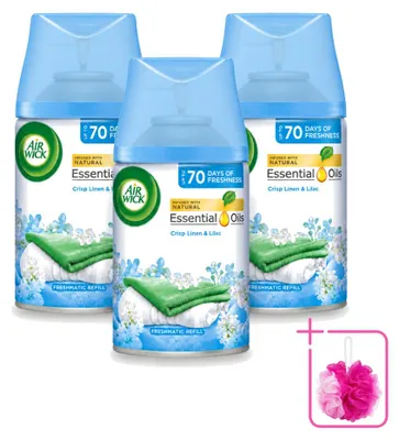 Immagine prodotto di 3 ricariche per diffusore automatico Air Wick Freshmatic - Profumo "Freschezza di bucato e lilla" - 250 ml - Confezione risparmio - 3 pezzi
