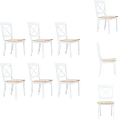 Image de vidaXL Chaises de salle à manger 6 pcs. Blanc Bois d'hévéa clair - Chaises de salle à manger