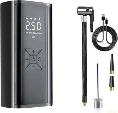 Immagine prodotto di Mini pompa elettrica per pneumatici con display LCD e luce LED per auto, moto e biciclette