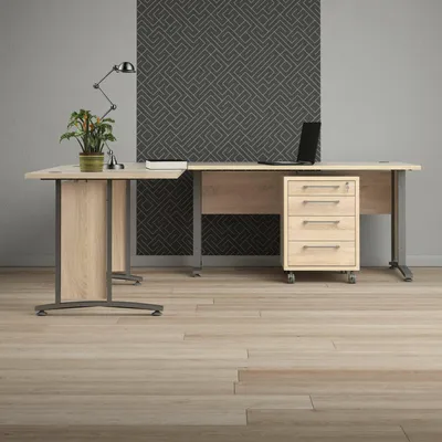 Immagine prodotto di Dmora Scrivania Megh 200x230x74.5h cm Grigio, Angolare 4 Cassetti