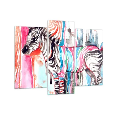 Produktbild von Bilder auf glas - Zebra Tiere Natur bunte - 130x100cm - Glasbilder - Wandbilder - Kunstdruck - zum Aufhängen bereit - Wanddekoration aus Glas - Glas Bilder - Wandbild auf Glas - GCB130x100-3075