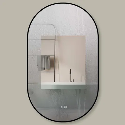 Produktbild von HOKO LED Ovalspiegel mit Metallrahmen 45x75 cm Warmweiß & Kaltweiß Anti-fog Badezimmer & Flur Touch-Sensor & Memory-Funktion