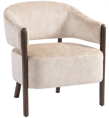 Produktbild von Schlafzimmersessel mit Chenillebezug, Gestell und Beine aus Massivholz, beige