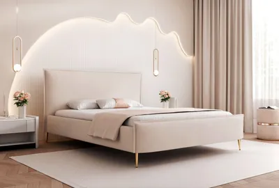 Produktbild von GOLDSTOFF ETERNIA Polsterbett 120x200 mit Bettkasten & Hohen Beinen | Modern & komfortabel Bettgestell mit Stauraum und Gepolstertem Kopfteil (Beige)