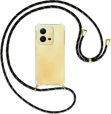 Produktbild von Handykette Backcover-Schutzhülle mit Band (Metall goldfarben) für vivo X80 Lite, vivo V25 (6.44'') - schwarz/gold