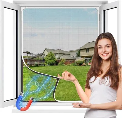 Immagine prodotto di Rete magnetica anti-insetti per finestre 130x150 cm - in fibra di vetro, regolabile, senza forature
