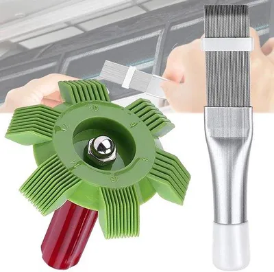 Produktbild von Lamellenreinigungsset mit Bürste, Rostfreier Stahl, 2 Stück - Grün Silber