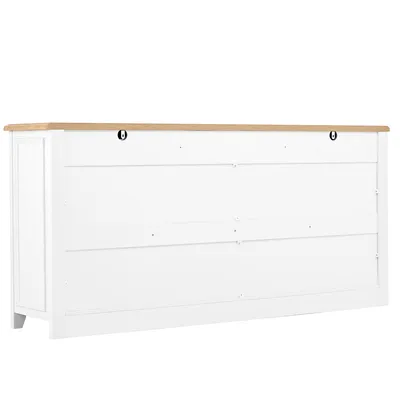 Produktbild von Merax Modernes Sideboard Anrichte mit 3 Schubladen und 4 Türen, Kommode aus MDF und Kiefer, Stauraum Buffet für Wohnzimmer und Esszimmer, Weiß