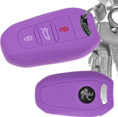 Produktbild von Auto Schlüssel Hülle Silikon Schutz Cover Lila kompatibel mit Citroen C4 DS4 DS6 DS5 DS7 Peugeot 208 508 2008 4008 3 Tasten KEYLESS SMARTKEY