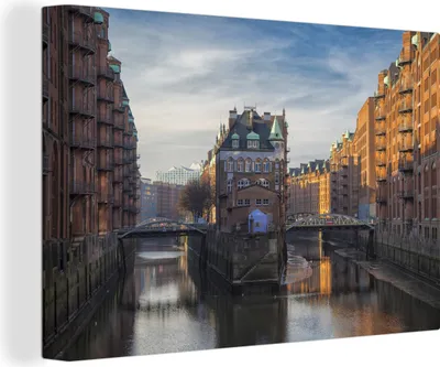 Produktbild von OneMillionCanvasses® - Leinwandbilder - 140x90 cm, Architektur - Hamburg - Deutschland, Wandbilder Kunstdruck Wanddekoration