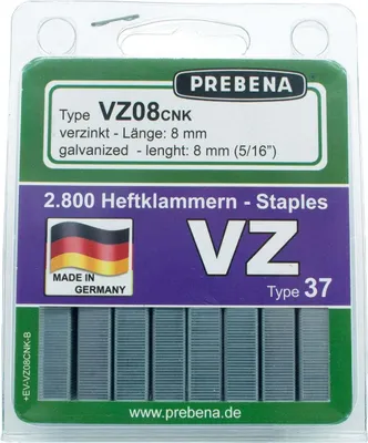 Produktbild von Prebena Heftklammern 8 mm verzinkt im Blister - VZ08CNK-B