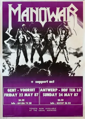 Zdjęcie produktu dla Manowar - Koncert w Belgii, 1987 - Plakat - 61x86 cm