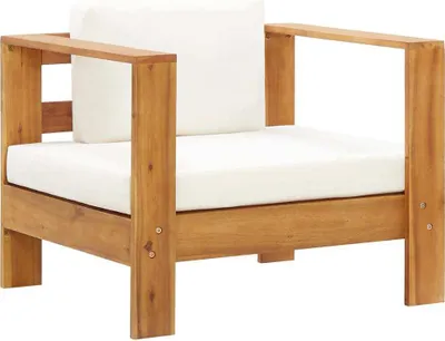 Immagine prodotto di Sedia da Giardino con Cuscino Crema in Legno Massello di Acacia