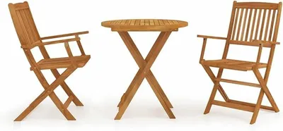 Produktbild von 3-TLG. Garten-Essgruppe Klappbar Massivholz Akazie, Esstisch Mit Stühlen Set, Gartenmöbel Sitzgruppe, Balkon Möbel, Gartenlounge Set, Terrassenmöbel, Balkonmöbel Set - 3058255