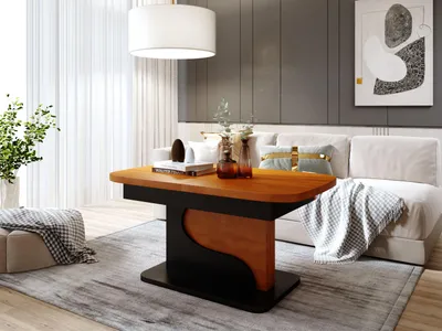 Produktbild von Design Couchtisch DA-111 höhenverstellbar ausziehbar 120 bis 200 cm Tisch Esstisch Wohnzimmer abgerundete Ecken