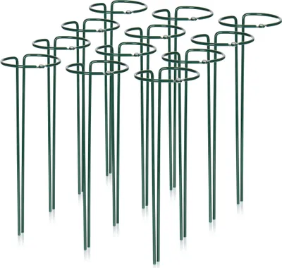 Produktbild von com-four® 12x Blumenhalter - Staudenhalter für Blumen (Höhe: 35 cm) - Pflanzenhalter als Blumenstütze, Rankengewächse, Rosenstütze, Stauden, Staudenring rund für den Garten, Balkon, Terrasse