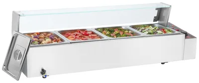 Produktbild von VEVOR 8-Pfannen Gewerblicher Speisenwärmer, 8 x 8QT Elektrischer Dampftisch mit Glasabdeckung, 1700W Edelstahl Buffet Bain Marie 86-185°F Temperaturregelung für Catering, Restaurants, Silber, 4 x 1/2-Größe Pfannen