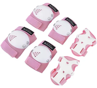 Produktbild von Schonerset Kinder 6-teilig Rosa/Weiß S (3-7 Jahre) für Inliner, Skateboard, Radfahren
