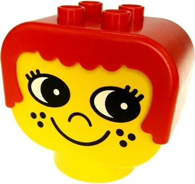 Produktbild von 1x Lego Duplo Primo Baby Figur Kopf Hase gelb rot Bau Stein dup002
