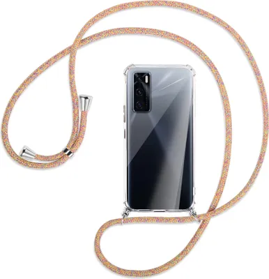 Produktbild von Handykette Backcover-Schutzhülle mit Band (Metall silberfarben) für vivo V20 SE (V2022) / Y70 - Rainbow