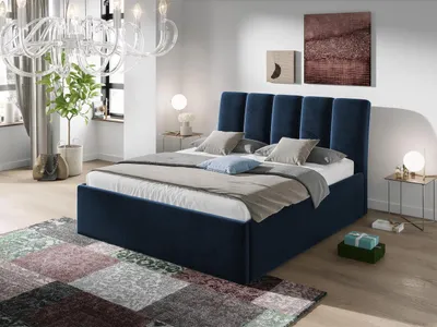 Obrázek produktu pro Čalouněná manželská postel 180x200 TRALEE - modrá