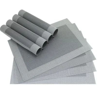 Immagine prodotto di Tovaglietta BORDA Set di 8 tovagliette in plastica intrecciata argento nero 45x30 cm