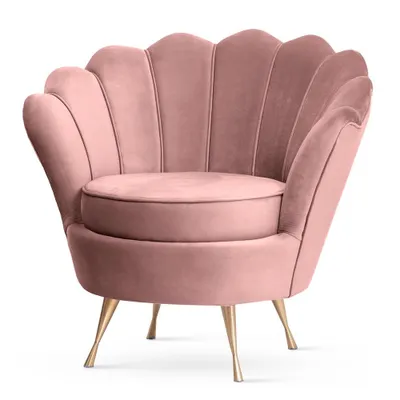 Produktbild von PAWS MÖBEL Muschel-Sessel | Bezug Samt-Stoff | Gestell Metall goldfarben/ schwarz/ chrom | B 87 x T 72 x H 81 cm | rosa