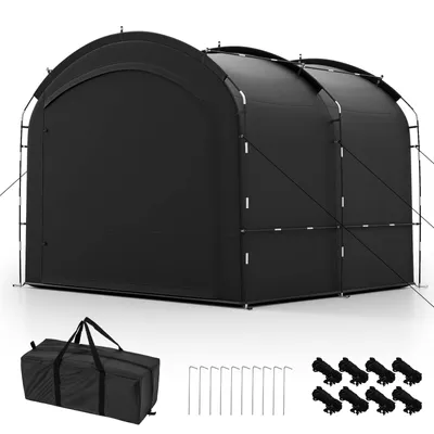 Produktbild von COSTWAY Fahrradgarage für 7-8 Fahrräder, Fahrradzelt wetterfest, Fahrradschuppen mit 2 Rolltüren, 2 Taschen & Tragetasche, Zeltgarage 254x215x192cm