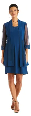 Produktbild von R&M Richards Damen Glitter Trim Jacket Dress Kleid, Pfau, X-Groß