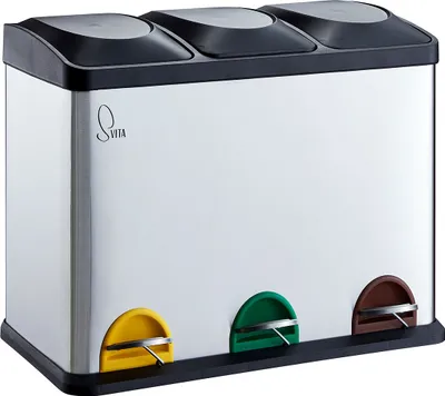 Produktbild von SVITA TC3X15 Mülleimer Papierkorb Edelstahl Treteimer Abfalleimer Recycling 45L
