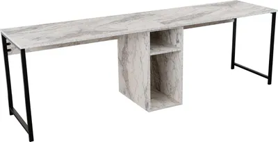 Produktbild von Schreibtisch Caprioli, Mehrzweckschreibtisch, Bürotisch für PC, Eckschreibtisch, 240x60 h74 cm, Marmor und Schwarz