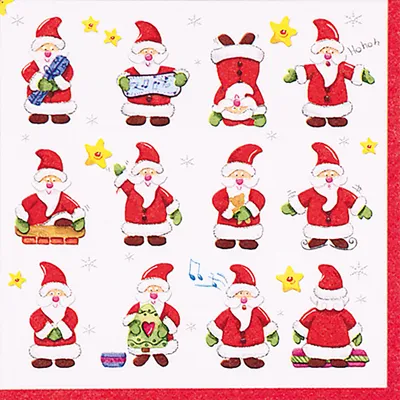 Produktbild von Servietten Papier 33x33cm fröhliche Weihnachtsmänner 20 Stück