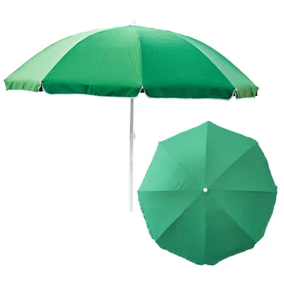 Zdjęcie produktu dla Parasol ogrodowy Materiał poliester / stal Kolor zielony Jednolity motyw Duży D 240 cm H 230 cm Nowoczesny Funkcjonalny