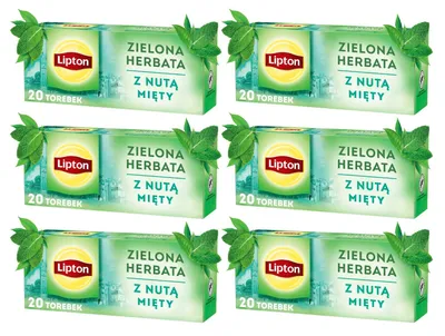 Produktbild von Lipton Grüner Tee mit Minze 6x 20 Teebeutel - Grüntee im Beutel 156g