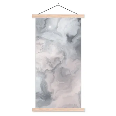 Produktbild von MuchoWow® Textilposter Wolken - Abstrakt - Malen 40x80 cm mit holzfarbenen Rahmen - Wohnzimmer