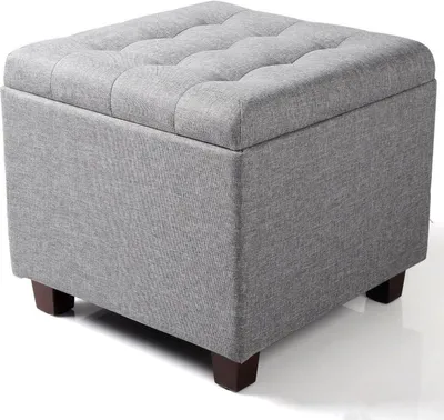 Produktbild von Sitztruhen Deluxe – Lichtgrauer Stoff – Fußbank mit Stauraum – Aufbewahrungsbox Hocker – Sitzkiste mit Deckel – 45 x 45 x 41 cm