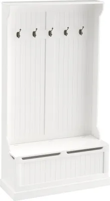 Produktbild von HOMCOM Garderobenständer mit Schuhablage, Garderobenständer mit Bank, Flurgarderobe mit 5 Haken und Stauraum für Eingangsbereich, Flur, 96 x 34 x 179,
