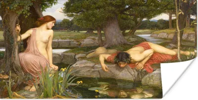 Produktbild von MuchoWow® Poster Echo und Narziss - Gemälde von John William Waterhouse 40x20 cm - Poster für die Wand - Poster Schlafzimmer
