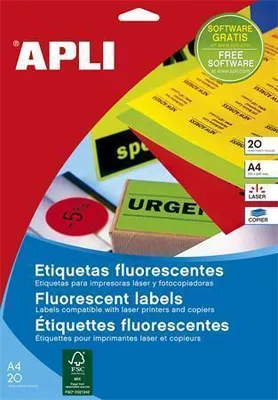 Produktbild von Etikett, fluoreszierend grün, 64 x 33,9 mm, abgerundete Ecken, 480 Stück/Packung, APLI 02873